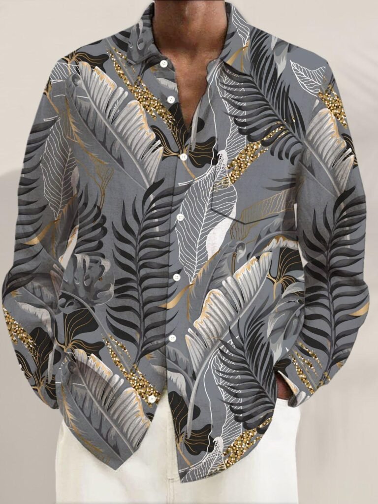 Printed Long-sleeve Casual Top For Men