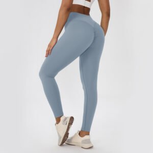 Womens Solid-Color High-Waisted Sports Peach-Hip Yoga Pants