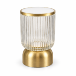 Ribbed Glass Rechargeable Portable LED Table Lamp – Gold & Clear .. walm ...